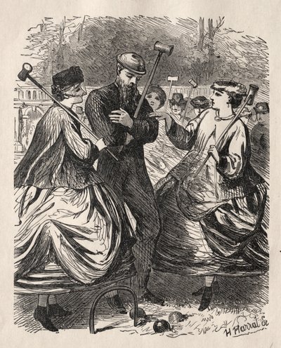 Ons croquetfeest, 1864 door George Louis Palmella Busson Du Maurier