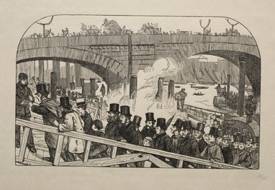 De Levendige Stroom bij London Bridge - Onder de Brug door George Louis Palmella Busson Du Maurier