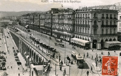 Ansichtkaart met de Boulevard de la Republique, Algiers, Algerije door Bartolome Esteban and studio Murillo