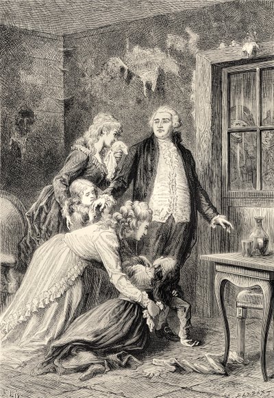 Het afscheid van de koning van zijn familie in januari 1793 (gravure) door Bartolome Esteban and studio Murillo