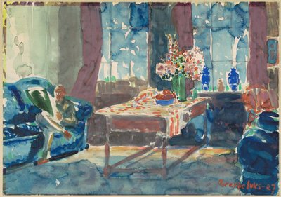 Zelfportret: Interieur van mijn appartement in New York door George Luks