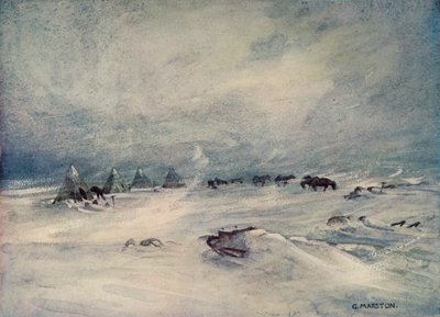 Een sneeuwstorm op de Barrière, ca. 1908, 1909 door George Marston