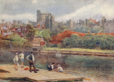 Het kasteel vanaf de vlotten door George Moore Henton