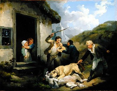 Vechtende honden door George Morland