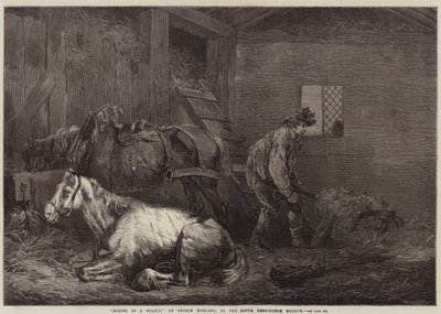 Paarden in een stal door George Morland