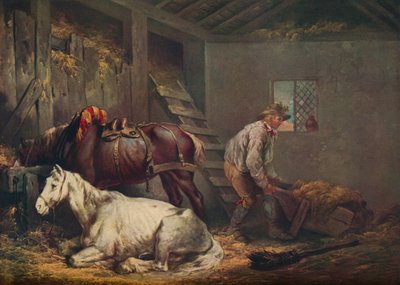 Paarden in een stal, 1791 door George Morland
