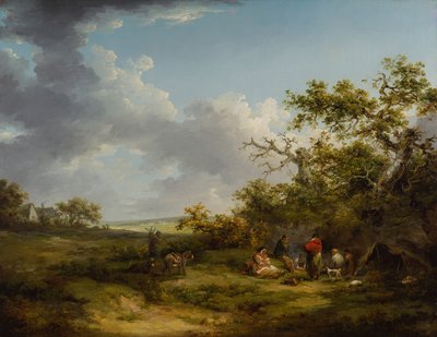 Landschap met een zigeunerkamp door George Morland