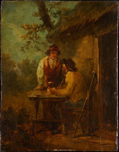 Boeren voor een hut door George Morland