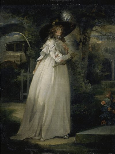 Portret van een Meisje in een Tuin door George Morland