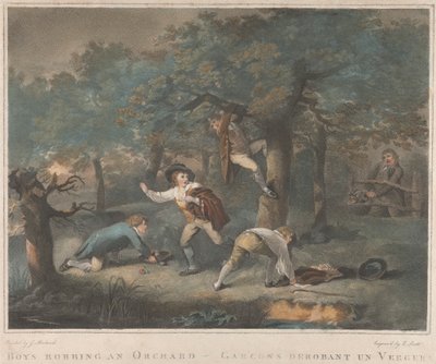 Set van Vier: Jongens die een Boomgaard Beroven door George Morland