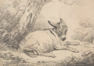 Studie van een Ezel Onder een Boom door George Morland