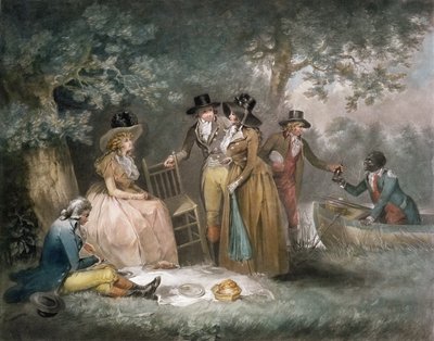 De maaltijd van de vissers, gegraveerd door William Ward, uitgegeven door J.R. Smith, 1789 door George Morland