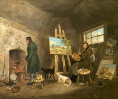 De Kunstenaar in Zijn Atelier en Zijn Man Gibbs door George Morland