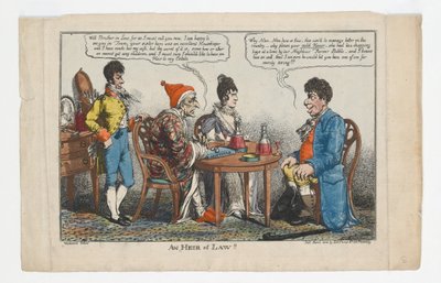Een ERFGENAAM bij de WET!!, prent gemaakt door Charles Williams, 1808 door George Moutard Woodward