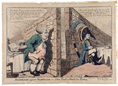 Blokkade tegen Blokkade of John Bull een partij voor Boney door George Moutard Woodward