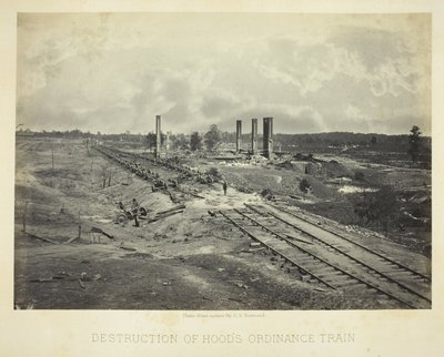 Vernietiging van de ordonnans trein van Hood door George N. Barnard