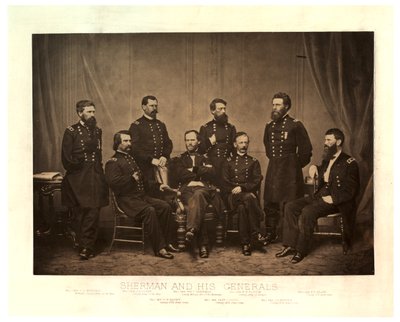 Sherman en zijn generaals [Blair toegevoegd van een andere negatief voor het afdrukken], 1865 door George N. Barnard