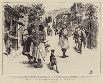 Illustratie van het verhaal van De Wijnoogst door E F Benson door George Percy Jacomb Hood