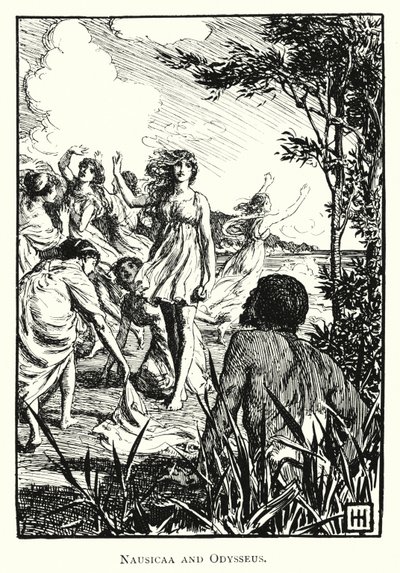 Odyssee: Nausicaa en Odysseus door George Percy Jacomb Hood