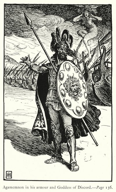 De Ilias: Agamemnon in zijn harnas en de godin van de tweedracht door George Percy Jacomb Hood