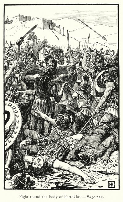 De Ilias: Gevecht rond het lichaam van Patroklos door George Percy Jacomb Hood