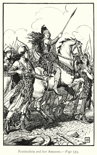 De Ilias: Penthesileia en haar Amazonen door George Percy Jacomb Hood