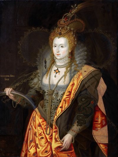 Portret van Elizabeth I van Engeland 1533-1603, in balletkostuum als Iris Regenboogportret door George Peter Alexander Healy