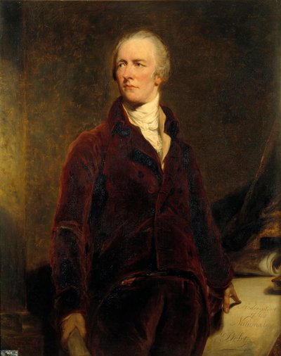 Portret van William Pitt (1759-1806) Kanselier van de Schatkist van Groot-Brittannië Schilderij door Georges Healy (1808-1894) 19e eeuw, naar Sir Thomas Lawrence (1796-1830) door George Peter Alexander Healy