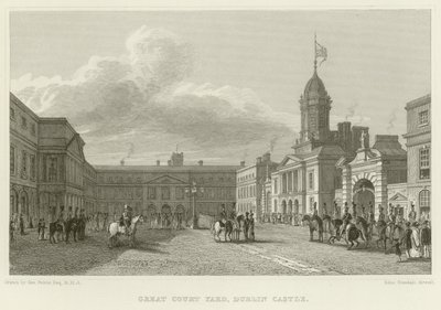 Grote binnenplaats bij Dublin Castle door George Petrie