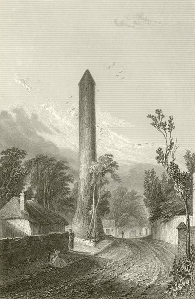 De ronde toren van Clondalkin, Dublin, Ierland door George Petrie