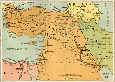 Kaart ter illustratie van de Mesopotamische expeditie, 1919 door George Philip and Son Ltd