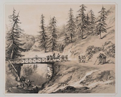 Combermere Brug, Abbeville, en Barretts Pension door George Powell Thomas