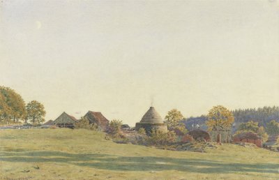 Baksteenveld in Pitland Street, Surrey door George Price Boyce