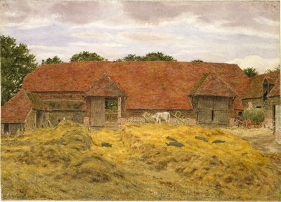 Rode schuur in Whitchurch, 1868 door George Price Boyce