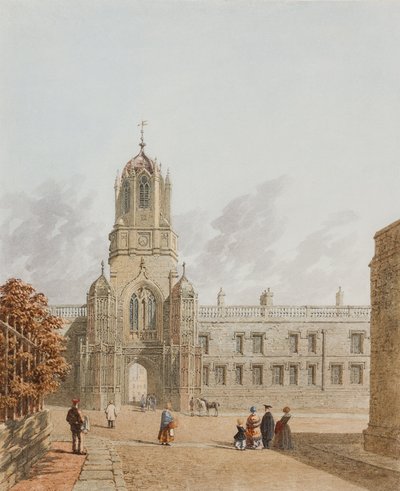 Tom Tower, Christ Church vanuit Pembroke Square, Oxford, 1849 door George Pyne