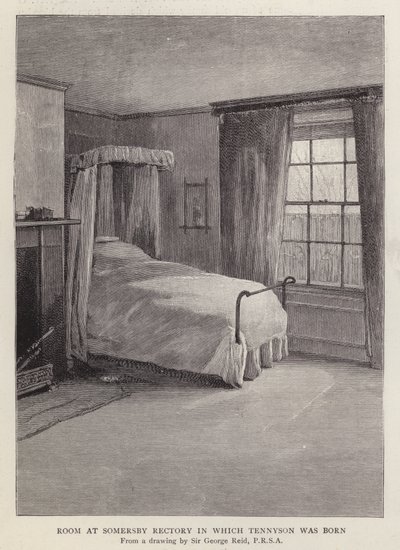 Kamer in Somersby Rectory, Lincolnshire, waar de Engelse dichter Alfred, Lord Tennyson in 1809 werd geboren door George Reid