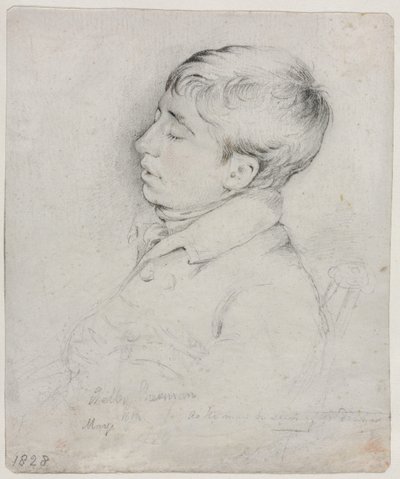 Een portret van Welby Sherman slapend in een stoel door George Richmond