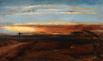 Landschap bij zonsondergang door George Richmond
