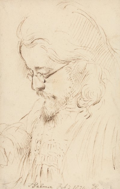 Portret van Samuel Palmer, hoofd en schouders door George Richmond
