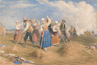 Hooimakers in een veld door George Robert Lewis