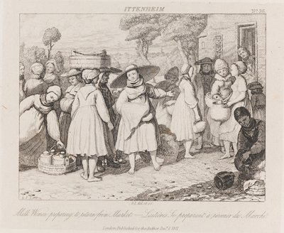Melkvrouwen, Ittenheim, ca. 1821 (ets) door George Robert Lewis
