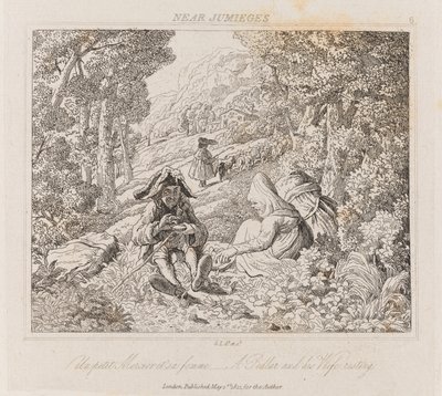 Marskramer en Vrouw bij Jumieges, c.1821 door George Robert Lewis