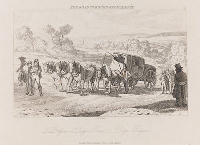 Weg naar Rouen van Dieppe, Diligence door George Robert Lewis