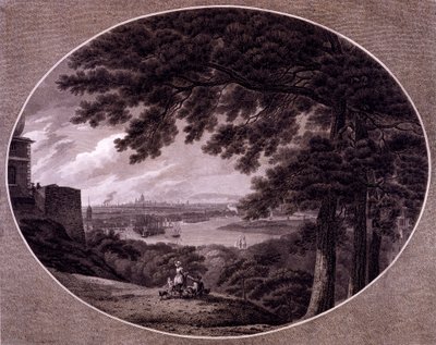 Een Zuidelijk Uitzicht op de Steden Londen en Westminster vanaf Denmark Hill, in Camberwell door George Robinson