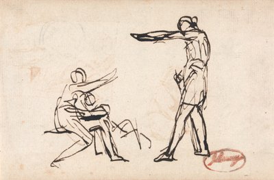 Een krijger die afscheid neemt van zijn familie, mogelijk het vertrek van Hector door George Romney