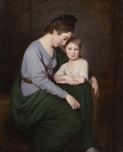 Ann Wilson met haar dochter, Sybill, ca. 1776-77 door George Romney