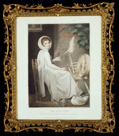 Die Spinnerin (gravure van Thomas Cheesman, naar G. Romney, uitgegeven door John en Josiah Boydell 1789) door George Romney
