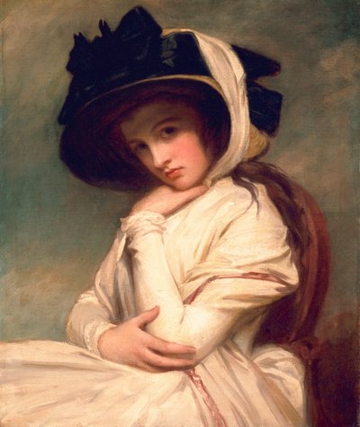 Emma Hart, later Lady Hamilton, met een strohoed, c.1782-94 door George Romney