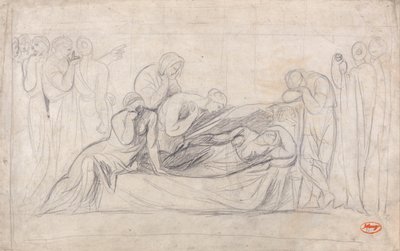 Figuren Treuren bij het Bier van een Vrouw door George Romney