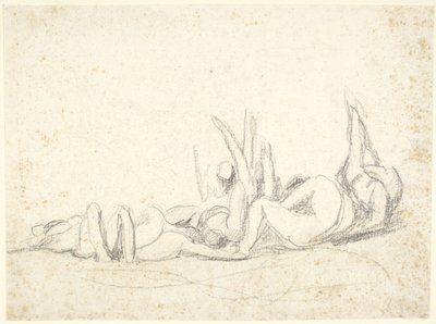 Groep lijdende figuren op de grond  (schets voor ‘Howard bezoekt gevangenissen’) door George Romney